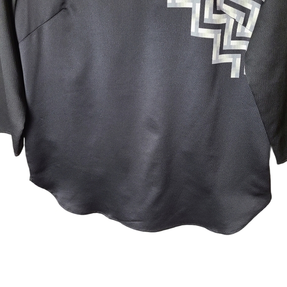 Ann Taylor MEDIUM black white grey blouse corpcore dark academia officecore - Picture 3 of 9